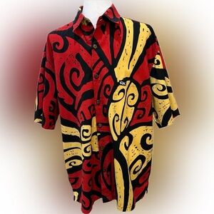 Rix Made in Hawaii Bold Tribal Aloha Shirt – Size L EC